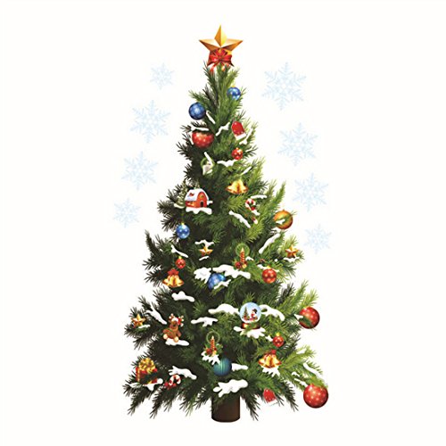 joyliveCY CY-buity 45 * 82 cm Árbol de Navidad Festival estrellas PVC impermeable extraíble adhesivo decorativo para pared decoración para el hogar vinilo 3d ventana adhesivo