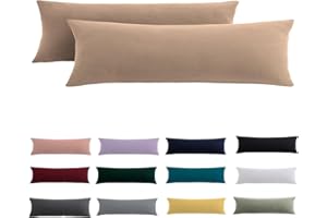 BEQNAT Poszewka na poduszkę do spania na boku 40 x 145 cm, zestaw 2 szt. - Beżowa poszewka na poduszkę 145 x 40 cm z zamkiem błyskawicznym, 100% mikrofibra, odporna i hipoalergiczna poszewka na poduszkę do