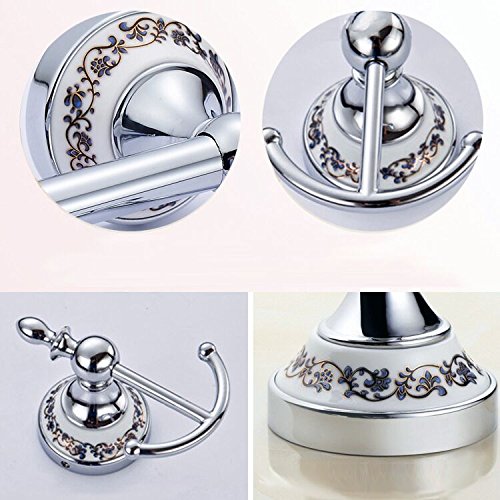 MUMENG Moderne Silber Kleidung Handtuchhaken Haken aus Wand montierten Befestigung bohren wasserdichte Haken Mantel / Robe Haken Bad-Accessoires Kleiderhaken Eedelstahl Garderobenhaken Wandhaken Metall-Keramik-Haken (Kontinentale blauweißen Mantelhaken) - 3