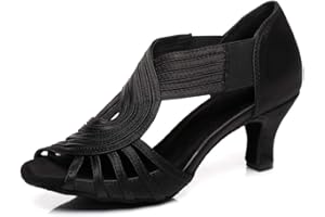 HIPPOSEUS Scarpe da Ballo Latino American Peep Toe da Donna Salsa Bachata ChaCha Scarpe Danza Tango Professionale con Cerniera,Modello L569
