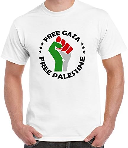 Starlite Mens Novelty tshirts-Free Palestine-Free Gaza Hand Symb-Novelty gifts