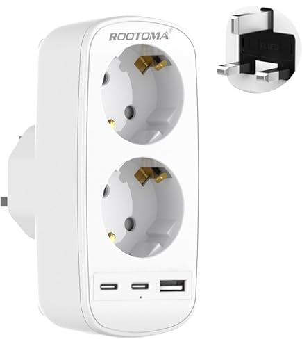 Adattatore Da Viaggio Zenitech Da Spina Francese A Presa Inglese, 13A Con Fusibile, Compatto E Sicuro, Standard BS8546