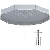 PLAJ ŞEMSİYESİ 200CM &Ccedil;AP, 10 TELLİ + ŞEMSİYE SABİTLEME KAZIĞI (55 CM)