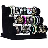 Schmuckständer Armbandhalter - 3-Etagen Armbandständer Größe (L31xB18xH26cm) Uhrenhalter - Samt Schmuck-Organizer mit Abnehmbaren Stangen - Schmuckständer für Armreifen Armbänder und Uhren Aufbewahrun