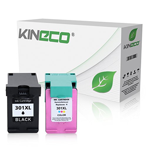 2 Kineco Tintenpatronen kompatibel zu HP 301XL 301 XL für HP Deskjet 2540, Envy 4500 e-All-in-One, Deskjet 1510, OfficeJet 4630, Deskjet 1010, Envy 5530 eAIO, Officejet 4632 e-All-in-One - Schwarz 20ml, Color 21ml
