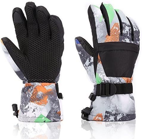 Ski Gloves, Azornic Touch Screen Waterproof Warmest Winter Skiing Gloves for Men, Women, Boys, Girls, Kids (XL, Black)