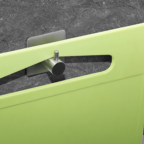 Handtuchhaken 4er, Ohne Bohren Quadratisch Leiste Selbstklebend 3M Eckig für Tür küche Bad Dusche zum kleben, Edelstahl Glänzend Gebürstet, Für Glasduschwand Stange - 9