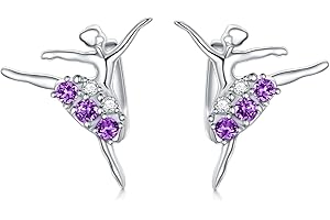 AOBOCO Orecchini ballerina, gioielli in argento sterling con pietre portafortuna, regali a tema ballerina per ragazze, adolescenti e donne