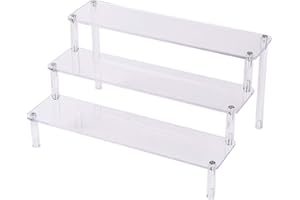 ELEPURE Expositor Metacrilato de 3 Niveles Transparente Exhibición de Acrílico para Figuras Pequeñas Soporte de Exhibición de Acrílico para Pop Soportes y Vitrinas para Exposición de Colecciones（30x21x14,5cm）