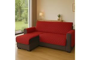 INTRECCI Copridivano 2 Posti con Penisola, Copridivano con Braccioli, Penisola Destra e Sinistra, Telo Angolare, Impermeabile, Protegge da Macchie, Facile da Lavare. Colore: Bordeaux