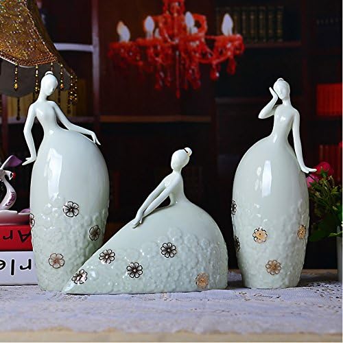 Decoresd European Modern Ceramic Figure Ornaments Ballet Girl Ladies Abstract Display Tv Cabinet Cabinet Decor Home Furnishing Sitting Girl,A Set Of 3