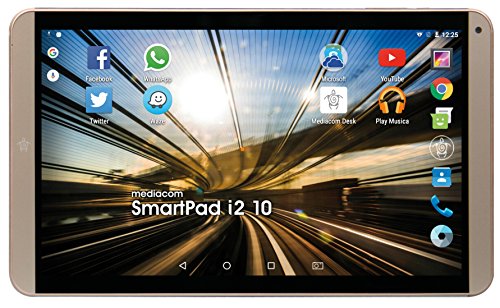 spécifications 'Mediacom SmartPad I2 tablette, écran de 10.1 IPS, mémoire interne de 16 Go processeur intel atom x3 Quad Core, 1.2 GHz, or