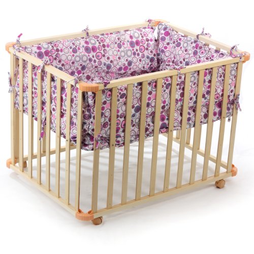 BABY VIVO WOODEN PLAYPEN SQUARE 100x75 CM WITH REMOVABLE WASHABLE INLAY VIOLET