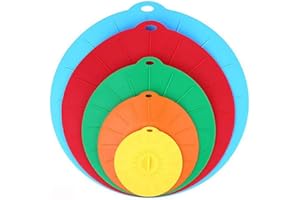 MIXIAO Silicone Suction Lids , Reusable Silicone Dustproof Heat-Resistant Cover, Fit Any Round Container Flat Rim, Great for Frying Pans Casseroles Woks - 5 sizes