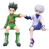DEXSHUN 2 piezas Killua y Gon Anime Fideos Stopper Figure - Dibujos animados PVC Modelo Estatua - Anime Manga Sentado Figura