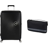 American tourister Soundbox Carry-On Suitcase 55 cm Black with Travel Pillow, Black (Bass Black, Black/Grey), 67 cm, Foldable