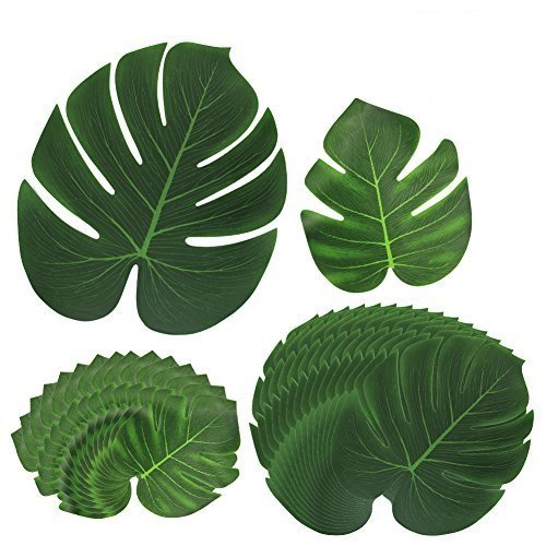 HTINAC 30 Pcs Feuilles de Palmiers Tropicaux de Décoration Party Luau Hawaïen, Tropical Palm Laisse Simulation Feuille Artificielle pour Décoration Maison Party Luau Hawaïen Faveurs (Taille L/S)