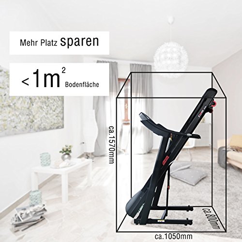 Pfingstangebot bis 05.06.2017! Fitifito 660B Profi Laufband 6PS 16km/h mit LED Bildschirm, Dämpfungssystem, 15 Trainingsmodulen inkl. HRC – Klappbar, Schwarz - 6