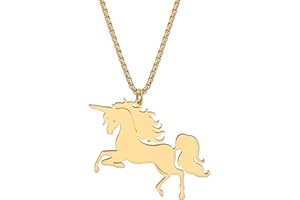 RAIDIN Stainless Steel 18K Gold Silver Plated Cute Unicorn Necklace for Women Girls Kids Animal Horse Pendant Jewelry for Gifts Charms