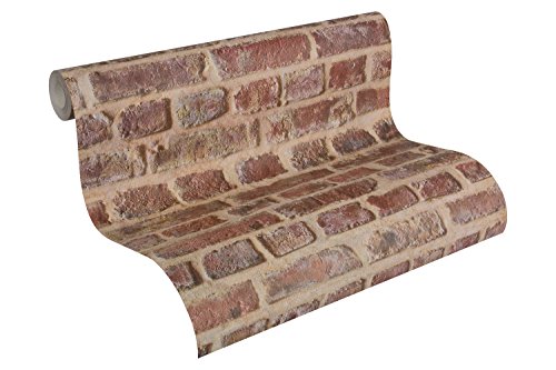 A.S. Création Tapete Authentic Walls Papiertapete Vintage Steinoptik 10,05 m x 0,53 m beige braun rot 302191 - 2