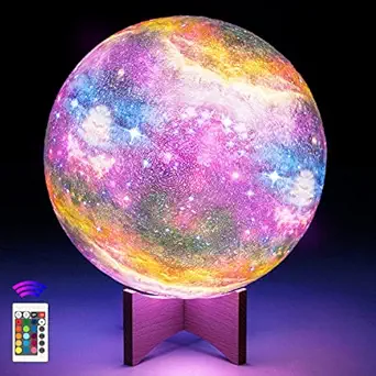 Moon Lamp Light, OxyLED 18cm 16 Colours Moon Light Lamp 3D Moon Lamp Light Galaxy Moon Light with Stand Remote Touch Tap Control Usb Rechargeable, Night Lamp for Kids Friends Birthday Christmas Gifts