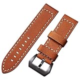 20mm Uhrenarmband für Damen Herren Leder Uhrenarmbänder braun mit Edelstahl Metall Dornschließe