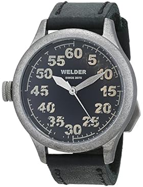 Welder Herren Armbanduhr K20-504,Lederband und analoges Zifferblatt, Schwarz
