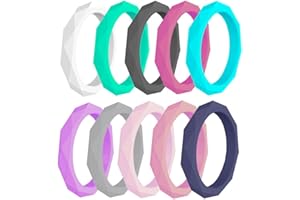 GALANI 10 Packs Silicone Wedding Rings for Women Glitter Rubber Stacking Ring Set, Zircon Inlay Silicone Stacking Ring Set for Love Friendship Souvenirs Fitness Outdoor Sports Gifts Size J 1/2 - T 1/2