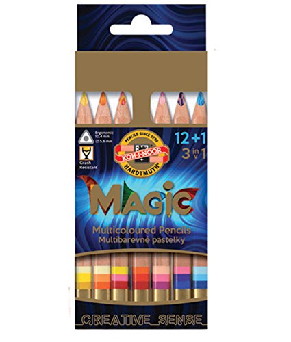 Koh-I-Noor Magic Jumbo Buntstifte mit mehrfarbiger Mine, dreieckig, farblich sortiert