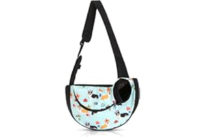 PETCUTE Transportador de Mascotas Manos Libres,Respirable Bolsa de Transporte para Perros con Correa de Seguridad Interior,Bolso De Hombro para Mascotas con Correa de Hombro Ajustable,Máx 6kg