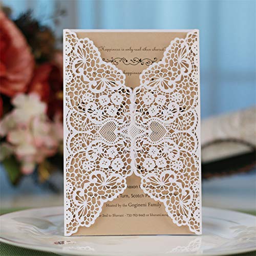iHENGH Creative Style 10Pcs Delicate Carved Romantic Wedding Party Invitation Card Envelope (White)
