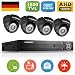 Produktbild FLOUREON 8CH Überwachungskamera Set AHD 1080N CCTV DVR Videorecorder HDMI + 4X 1500TVL Dome Überwachungskamera Outdoor Sicherheitskamera Wasserdichte Außenkamera Bewegungsmelder