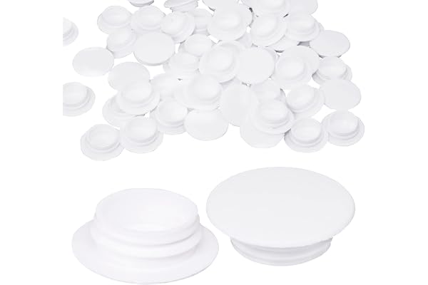 SKIR'CO vita hålpluggar i plast, 14 mm, 100 st, hålpluggar för möbler