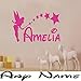 Wall Sticker, Tinkerbell, Personalised, Transfer, Any Name, - 3 sizes, Kids, Bedroom -MEDIUM -SIZE 60cm x 40cm -Pink