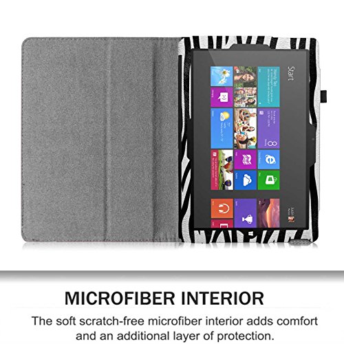 Fintie Microsoft Surface Pro 3 Hülle Case – Hochwertige Kunstleder Slim Fit Stand Tasche Schutzhülle Etui Cover mit Stylus-Halterung für Microsoft Surface Pro 3 12 Zoll Tablet, Zebra Schwarz - 4