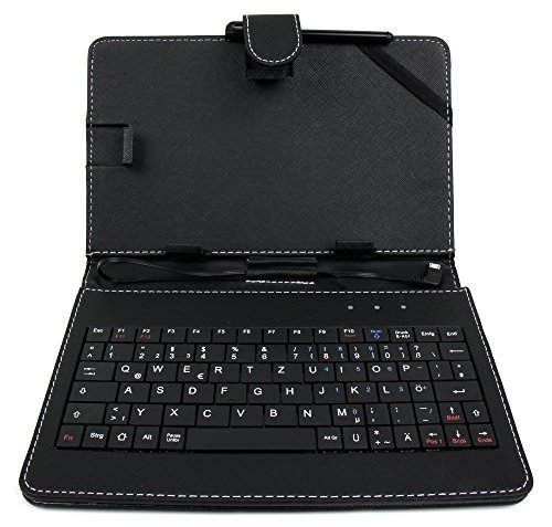 Für 8" Medion LifeTab S7852 / S8311 Tablet: Schutzhülle in Schwarz mit deutscher QWERTZ-Tastatur (Micro-USB)