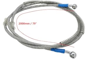 S SYUU 2000mm 200cm Universal Moto Tuyau De Frein Tressé en Acier Hydraulique Renforcer Frein Embrayage Huile Tuyau Tuyau De Conduite Compatible avec Motorcycle Pit Dirt Street Sport Bikes