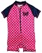 Wippette Baby Girls Butterfly with Polka Dots Swim Once Piece Rash Guard, Navy, 6-9 Months