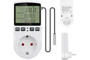 KBIBCK Thermostat Numérique, Prises de RéGulateur de TempéRature NuméRique, 250V 16A Chauffage et Refroidissement Reptil Thermostat, Prise de Thermostat NuméRique