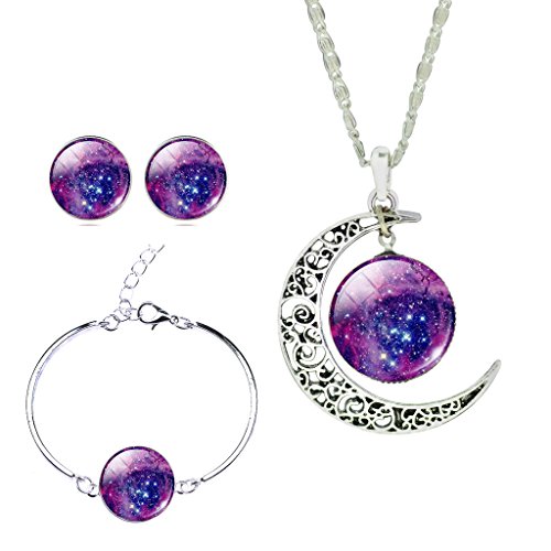 Book's Cover ofJiayiqi Galaxie Univers Temps Gemme Pendentif Collier Boucles Doreilles Fixés Pour Femmes