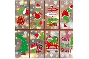 RMMD Christmas Window Stickers Decorations, 8 Sheets Large Double Sided Christmas Window Clings for Glass Window Christmas Snowflake Window Decal for Xmas Holiday Home School Office Decorations