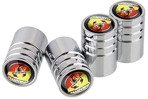 XLUCBS 4 pezzi Auto Metallo Cappucci delle valvole Tappi parapolvere, per Abarth Logo 595 500 695 fiat 500 131 abarth 124 spider Punto 1000 204A 207A Pneumatici Ruota Tappi valvola Decorazione Accessori