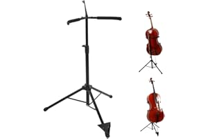 COCOARM Soporte para violonchelo plegable, ajustable Soporte plegable para violonchelo con estructura de 3 patas con acolchado antideslizante para instrumentos musicales FL - 14, altura ajustable 74 ~ 120 cm