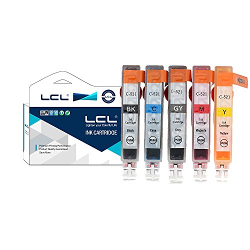 LCL CLI-521 CLI-521BK CLI-521C CLI-521M CLI-521Y CLY-521GY  5-Pack Noir Cyan Magenta Jaune Gris  Cartouche d encre Compatible pour Canon PIXMA