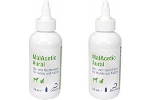 Dechra - MalAcetic Aural - Hautreiniger für Hunde und Katzen - Doppelpack - 2 x 118ml
