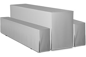 ‎TEXDEKO TexDeko® Hussen Bierzeltgarnitur gepolstert 5-teiliges Set Premium Blickdicht strapazierfähig 2 Bierbankhussen 1 Biertischhusse 220x50cm für Festzeltgarnitur (Grau)