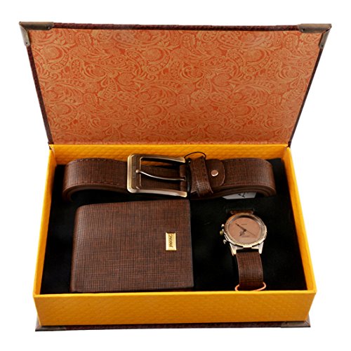 Souarts Herren Geschenkset mit Armbanduhr Geldbrse Grtel Geschenkset fr Herren Braun Souarts Herren Geschenkset mit Armbanduhr Geldbrse Grtel Geschenkset fr Herren Braun