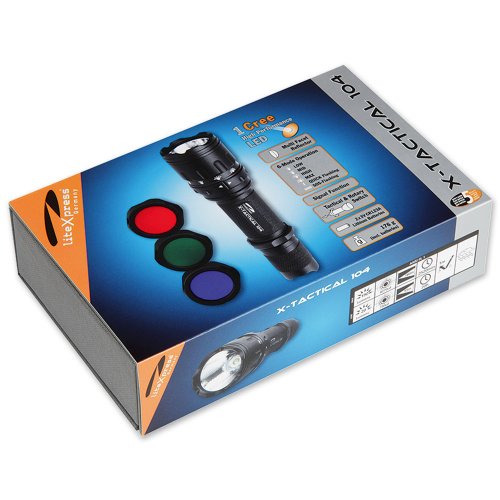 LiteXpress X-Tactical 104 LED-Taschenlampe bis zu 190 Lumen in hochwertiger Geschenkbox LXL447001B - 6