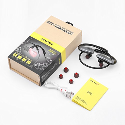 Awei A885BL Bluetooth Headphones Waterproof Sport Wireless Earphones NFC Bluetooth Headset With Microphone For Mobile Phone (Black)