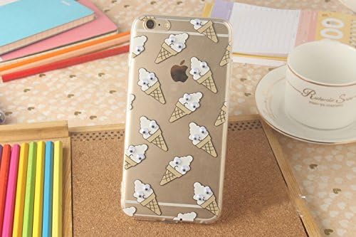 Dkang Fashion Cartoon Cute 3D Moving Eye Eyeball,Popcorn,Fries,Banana,Black Cat,Cactus,Ice Cream Clear Case For iPhone 6/6S 4.7" (006)